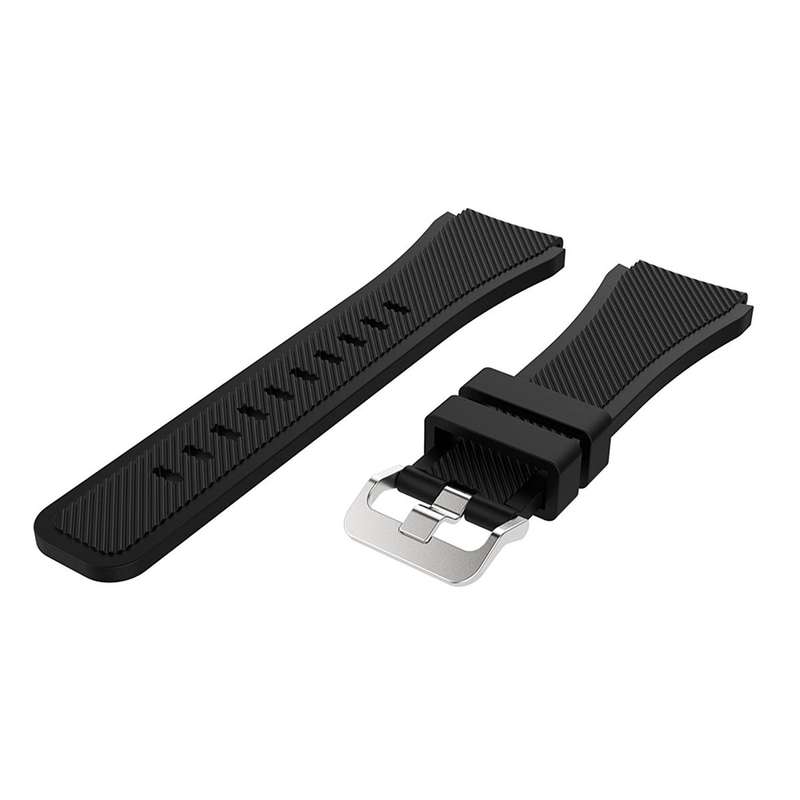 Silicone Strap for Samsung Gear S3 Frontier, Amazfit Stratos 2/2S Pace (S/M) -Black