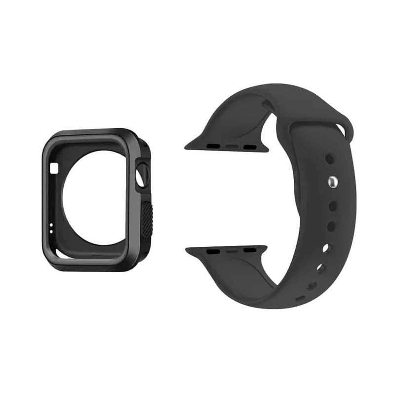 Killer Deals Silicone Strap & Case for 38mm Apple Watch- Black & Grey