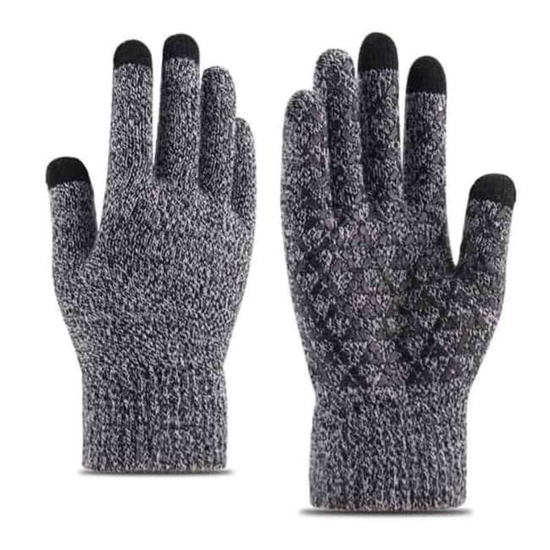 winter knit anti-slip thermal texting gloves - Grey (M/L)