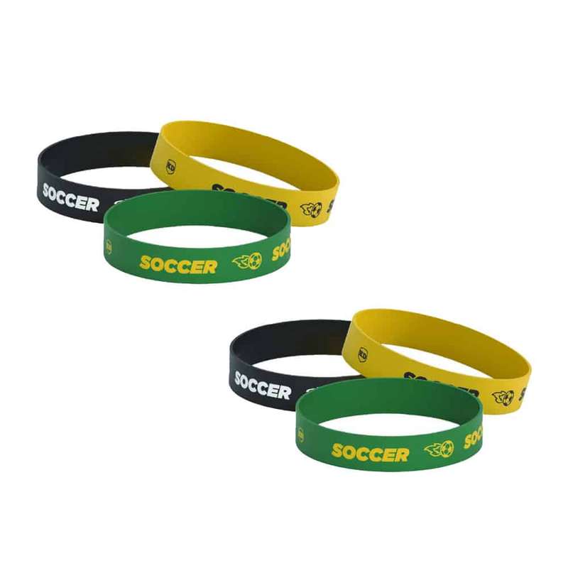 Killer Deals Debossed "Soccer" Silicone Wristband Bracelet-6 Pack