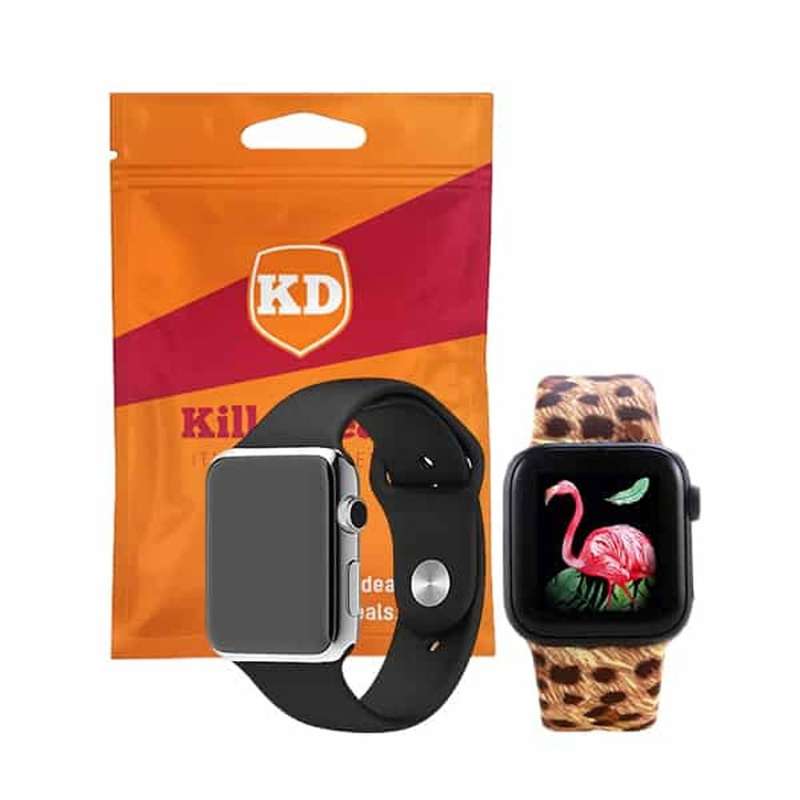 Killer Deals Silicone Strap for 42/44/45/49mm Apple Watch (S/M)- Black and Cheetah Combo
