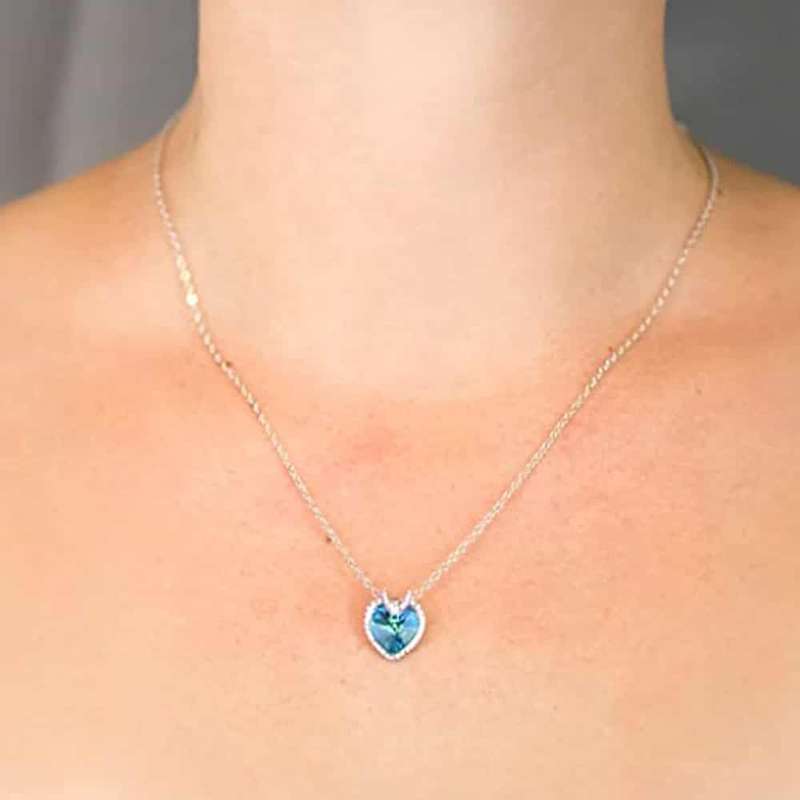 Killer Deals Crystal Heart Halo Pendant Necklace - Sapphire