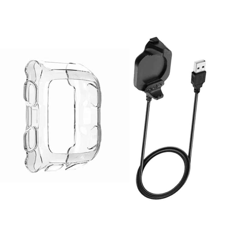 Killer Deals TPU Case & USB Charger Cable for Garmin Forerunner 920XT- Clear