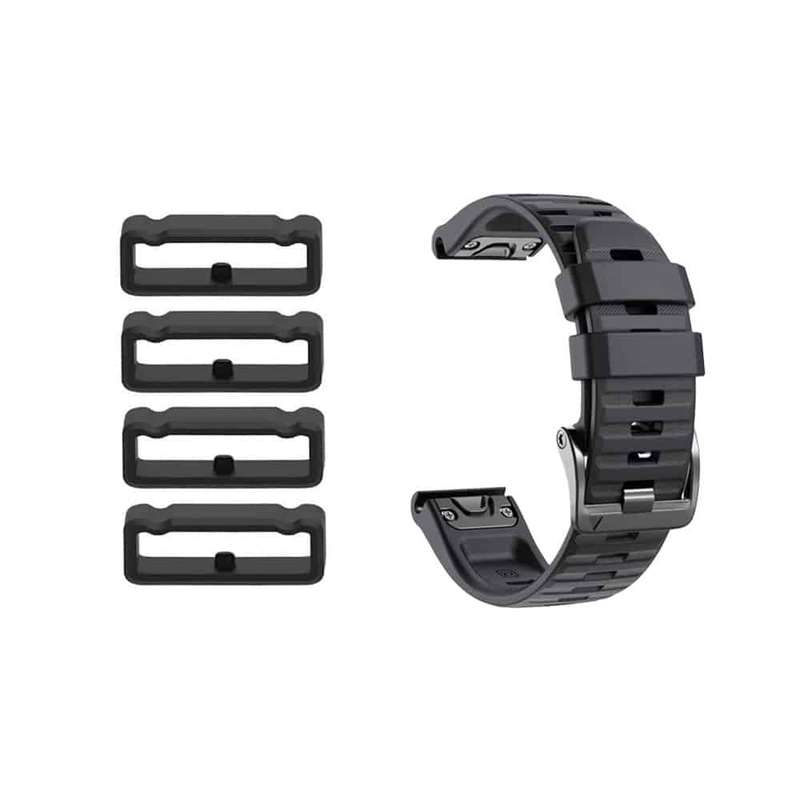 Killer Deals 26mm Silicone Strap & Loops (x4) for Garmin Fenix 5X- Black