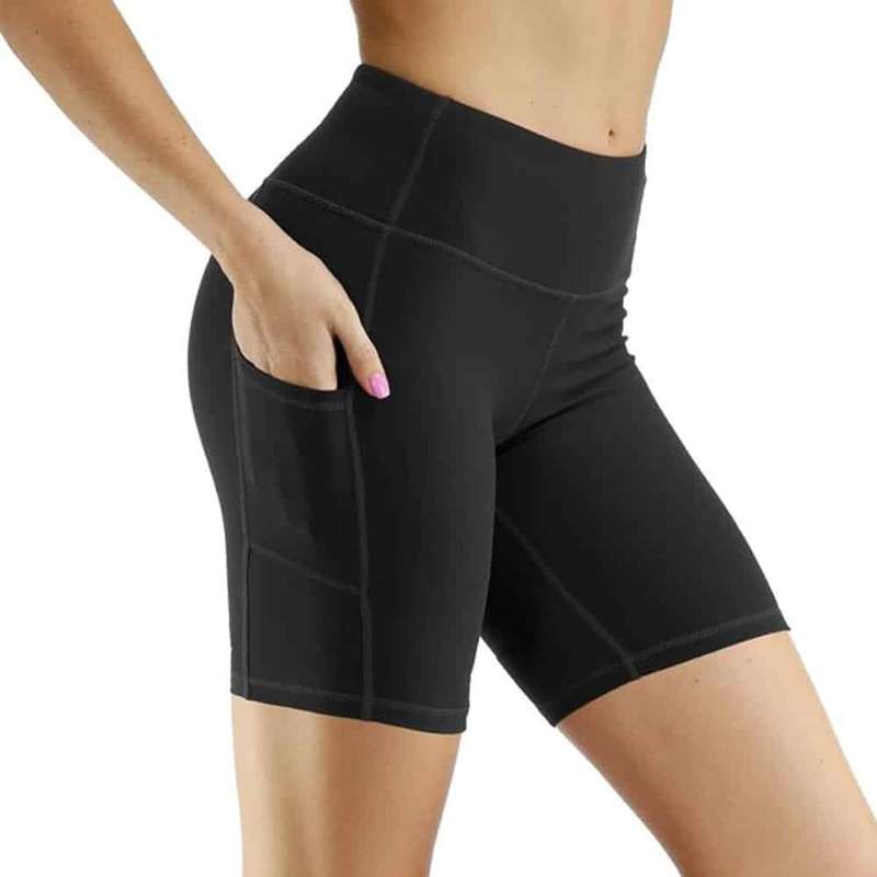 Killer Deals High Waist Biker Shorts Yoga Workout Running Compression Exercise Shorts Side Pocket...