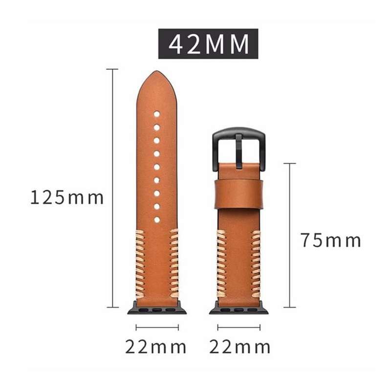 Leather Strap for 38/40/41mm Apple Watch- Brown