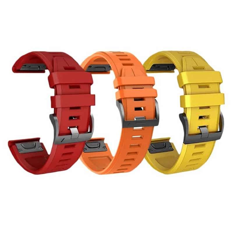 22mm Silicone Strap Combo for Garmin Fenix 5/ Fenix 6/ Fenix 7 - Orange/Red/Yellow