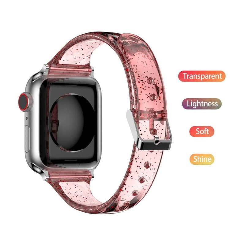 Killer Deals Transparent Glitter TPU Strap Band for Apple Watch 38/40/41mm - Silver