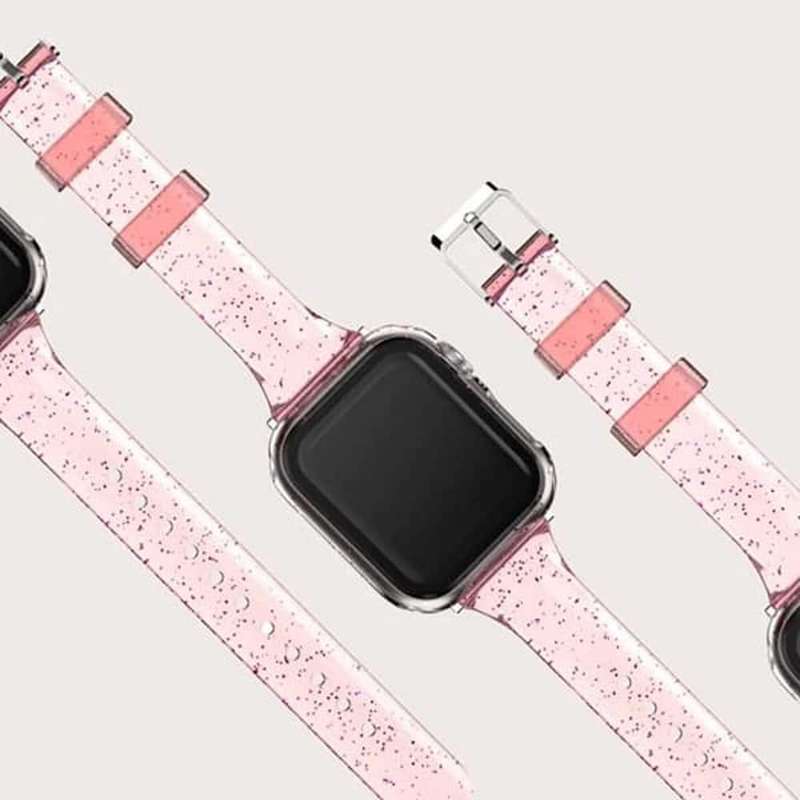 Killer Deals Transparent Glitter TPU Strap Band for Apple Watch 38/40/41mm - Silver