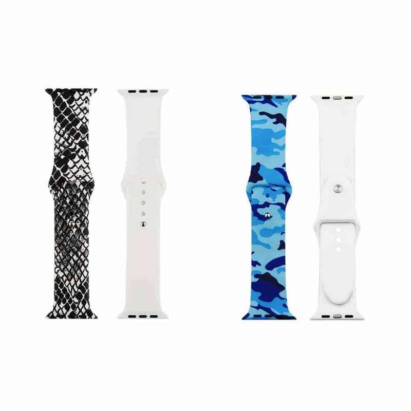 Killer Deals Silicone Strap for 38/40/41mm Apple Watch- Snake Skin & Camo Blue- S/M 2 Pack