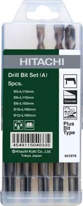 HITACHI DRILL BIT SET D SDS PLUS (5PC)