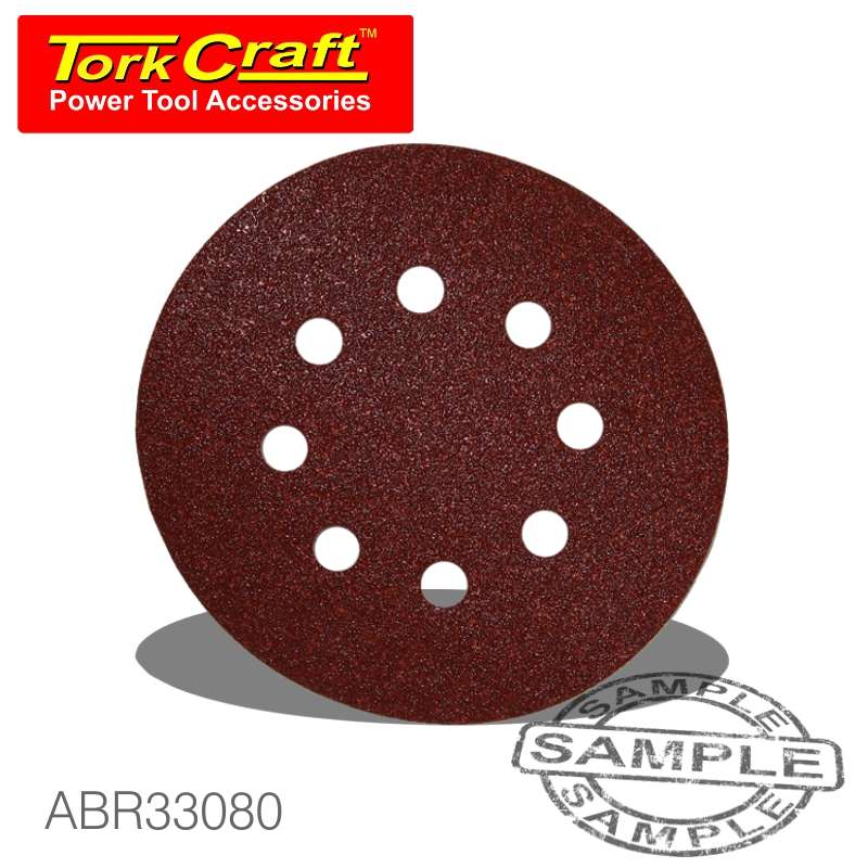 TORK CRAFT SANDING DISC VELCRO 125MM 80 GRIT WITH HOLES 10/PK