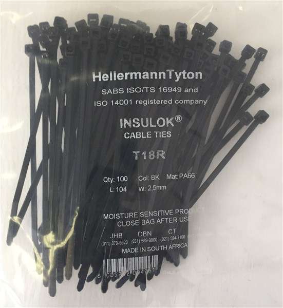 C900LE TIES BLACK 104MM*2.5MM PACK 100 T18R