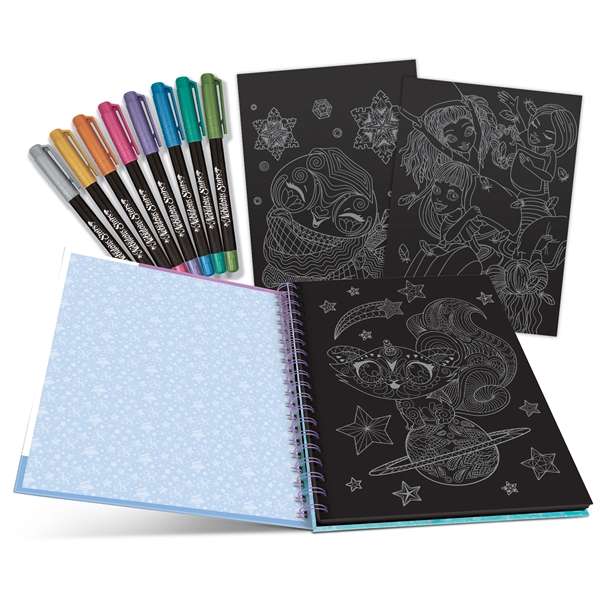 Nebulous Stars Black Pages Colouring Book Isadora with 8 Metallic Gel Pens