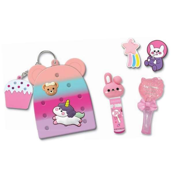 Hot Focus Charm Beauty Set Lip Balm, Glitter Lip Gloss & Collectible Bag Charms