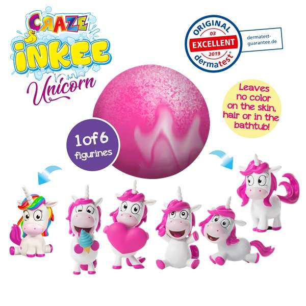 Craze Inkee Bathtime Toys Unicorn Display 8 Pieces
