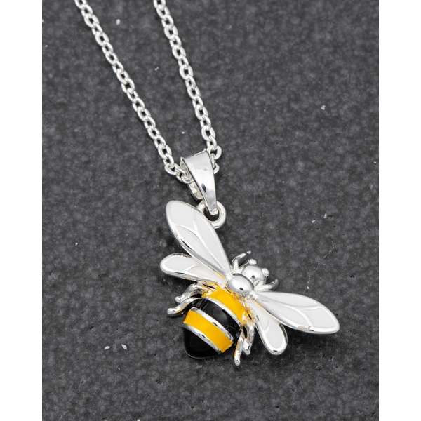 Equilibrium Silver Plated Necklace Handpainted Bee