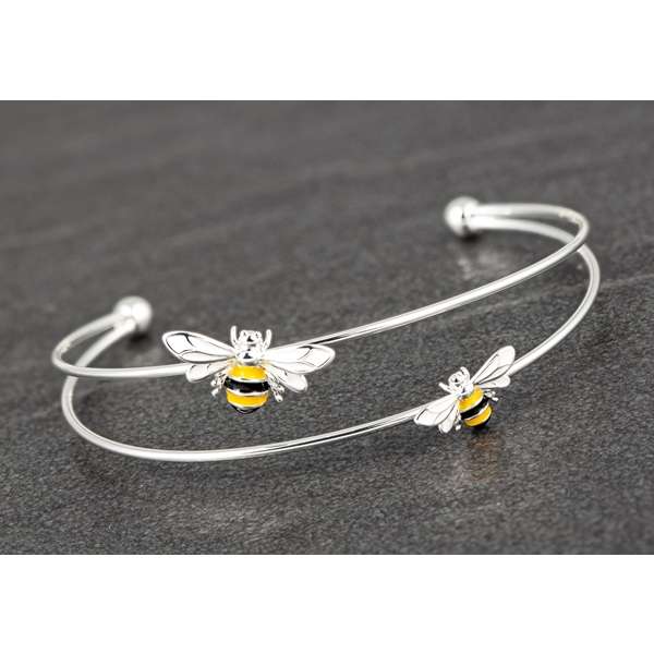 Equilibrium Silver Plated Bangle Handpainted Bee