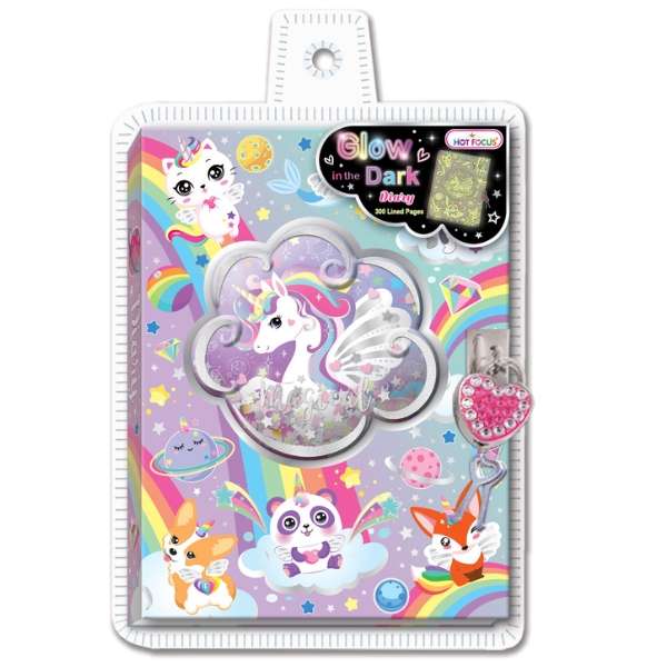 Hot Focus Diary with Lock & Key Unicorn