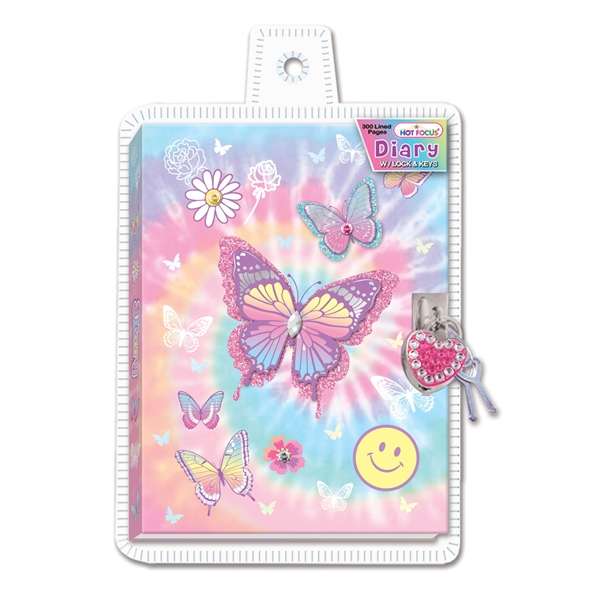 Hot Focuss Tye Dye Butterfly Diary with Lock & Keys