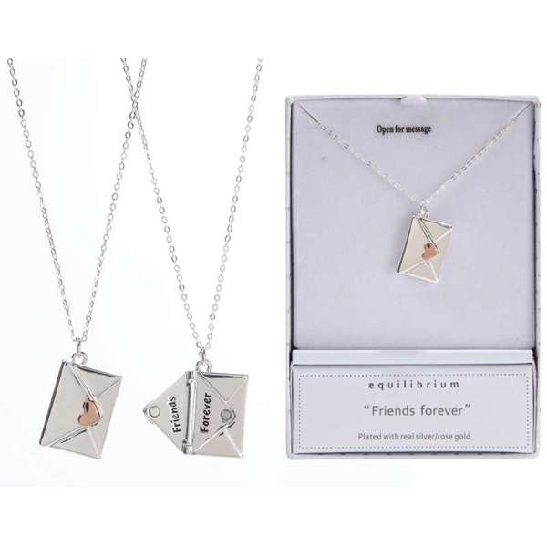 Equilibrium Silver Plated Pendant Necklace Letter Friends Forever