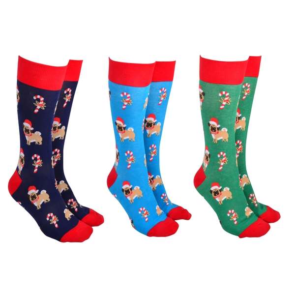 Sock Society Xmas Pug Pack of 3