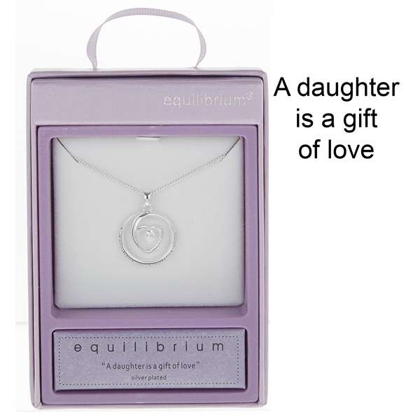Equilibrium Silver Plated Necklace Heart Circle  Daughter