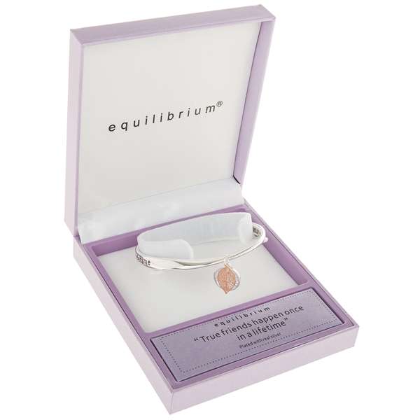 Equilibrium Silver Plated Bangle Two Tone Tree Life