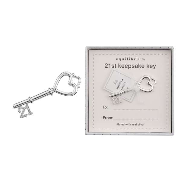 Equilibrium 21st Keepsake Keyring with Diamante 5cm