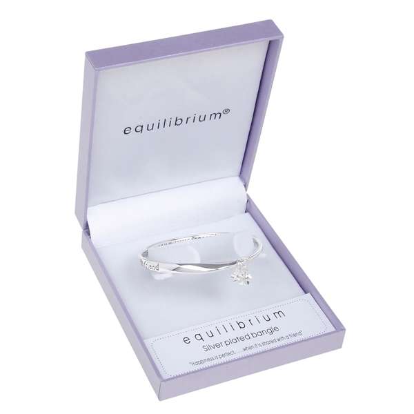 Equilibrium Silver Plated Bangle Flower  Friend