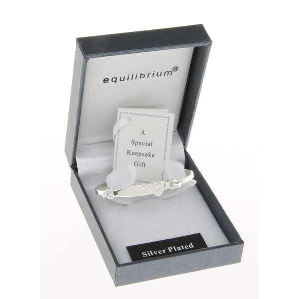 Equilibrium Silver Plated Bangle Christening Heart