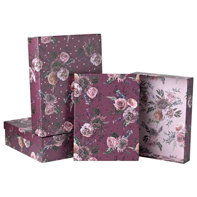 3 Nested Shirt Boxes Blushing Rose