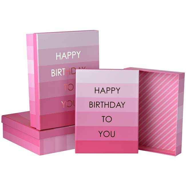3 Nested Shirt Boxes Birthday Pink