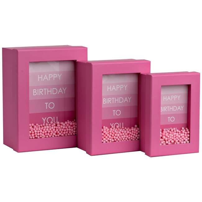 3 Nested Window Boxes Birthday Pink