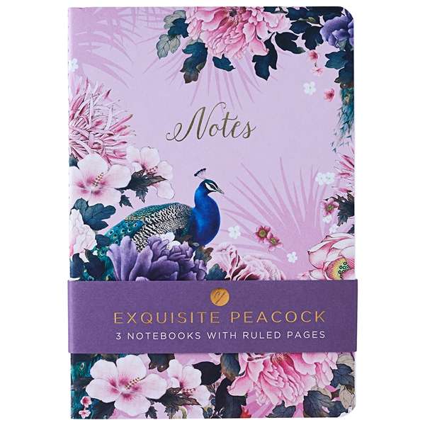 Design by Violet Notebooks A5 3 Pack Exquisite Peacock