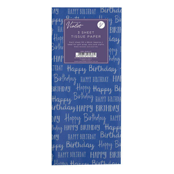 Tissue Paper 3 Sheet Birthday Blue