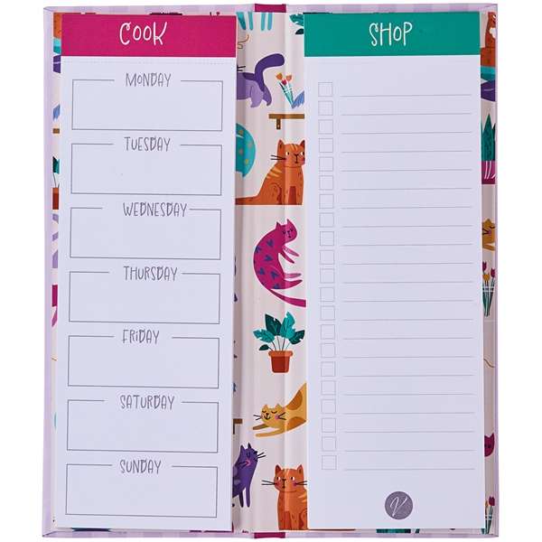 Cattitude Magnetic Weekly Meal Planner - 52 Tear-Off Pages with Fridge Magnet