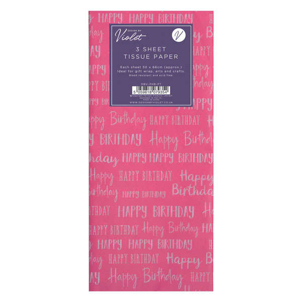 Tissue Paper 3 Sheet Birthday Pink