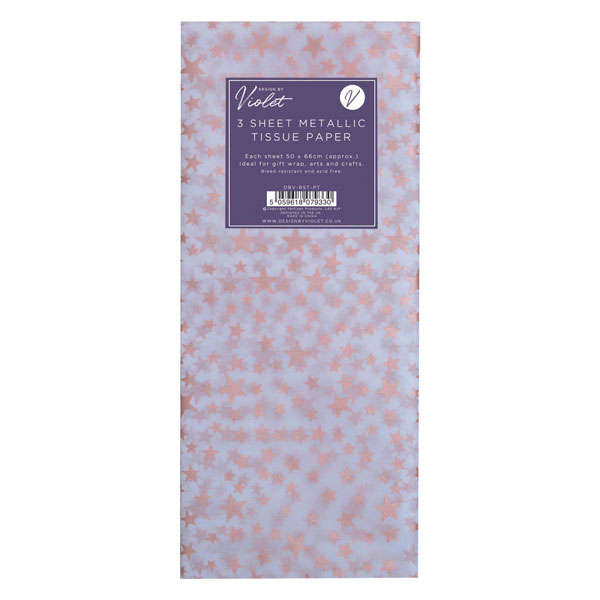 Tissue Paper 3 Sheet Metallic Star Rose Gold
