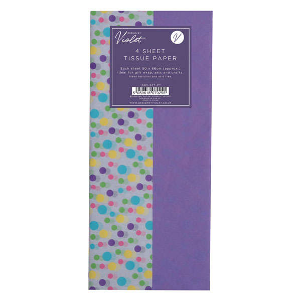 Tissue Paper 4 Sheet Multi Spots & Purple
