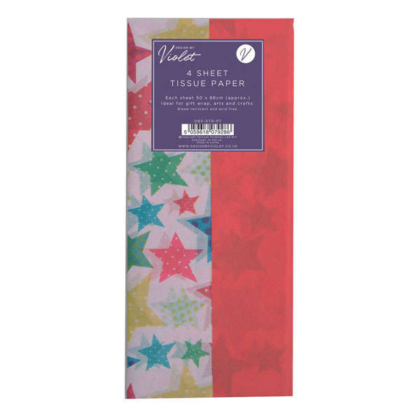 Tissue Paper 4 Sheet Stars & Red