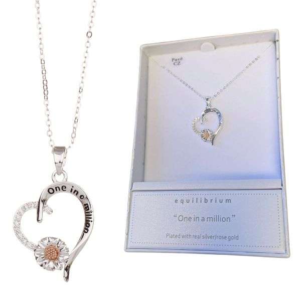 Equilibrium Silver Plated Heart Necklace One in a Million