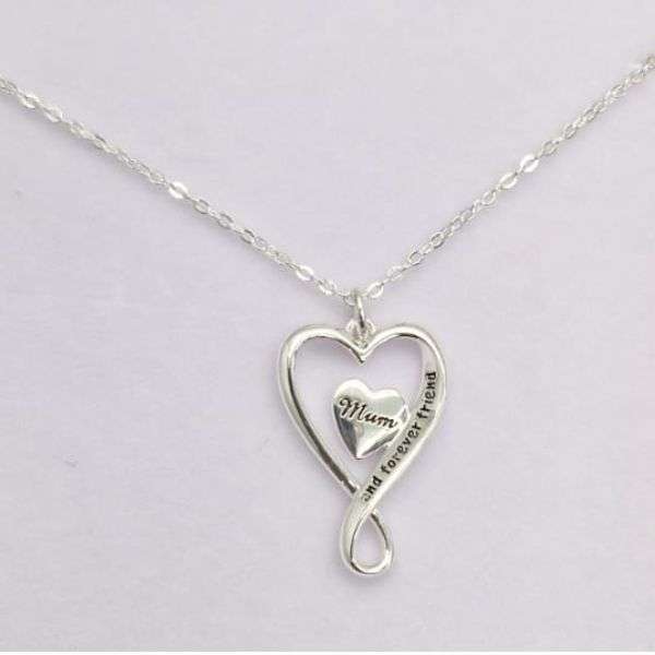 Equilibrium Silver Plated Necklace Heart Mum