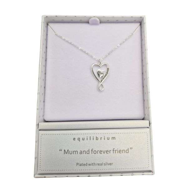 Equilibrium Silver Plated Necklace Heart Mum