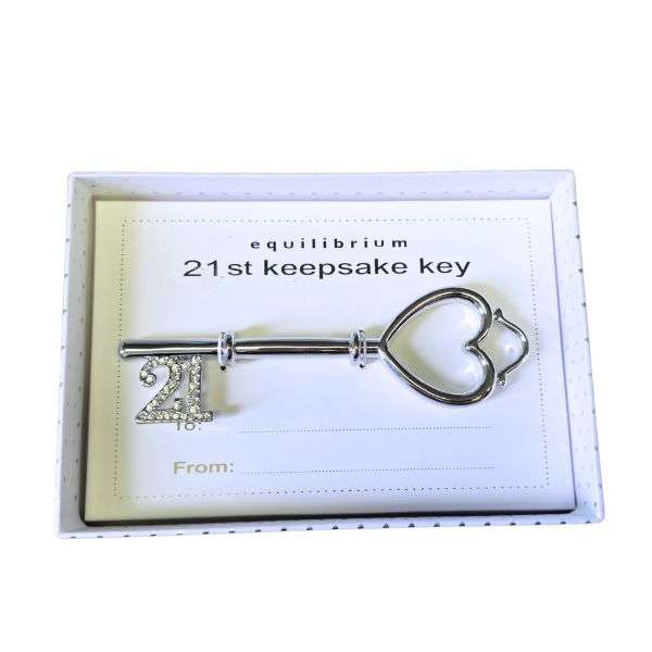 Equilibrium Keepsake Key Large 21st Silver Diamante 12cm