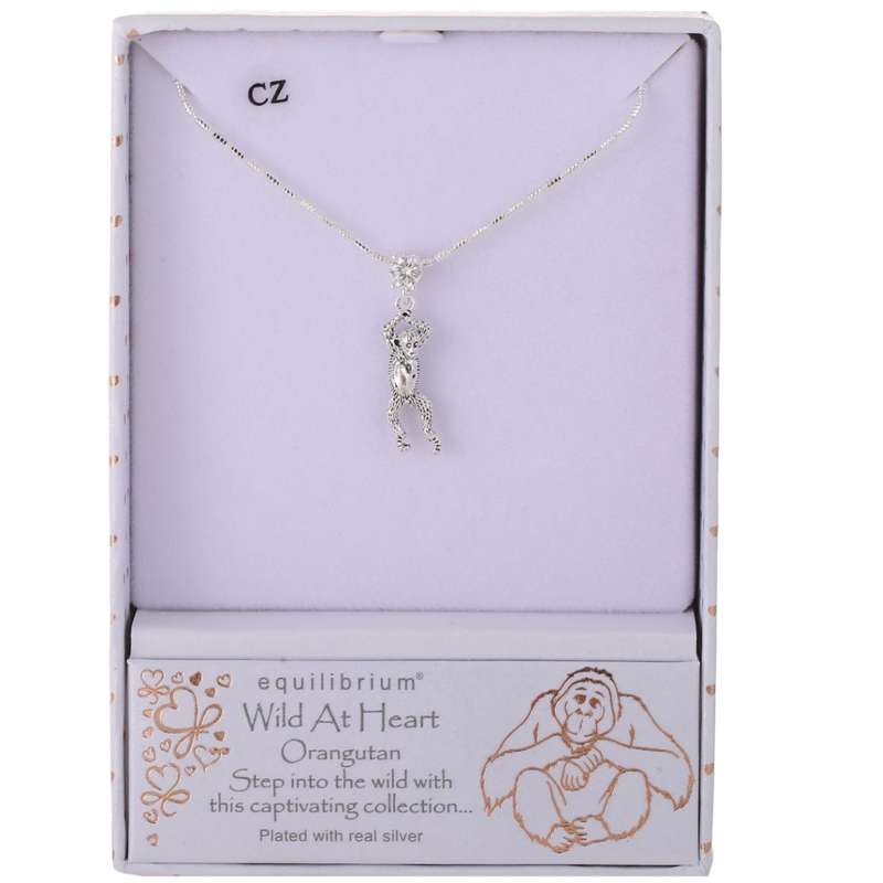 Equilibrium Wild at Heart Orangutan Silver Plated Necklace