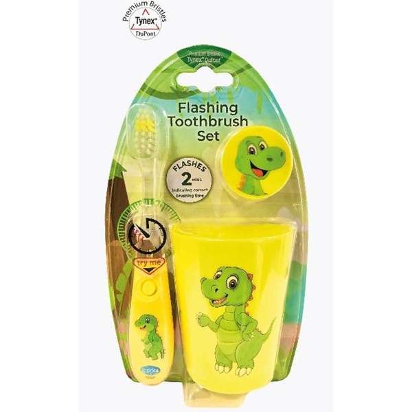 Kids Dino Timer Toothbrush With Cup & Cover Single