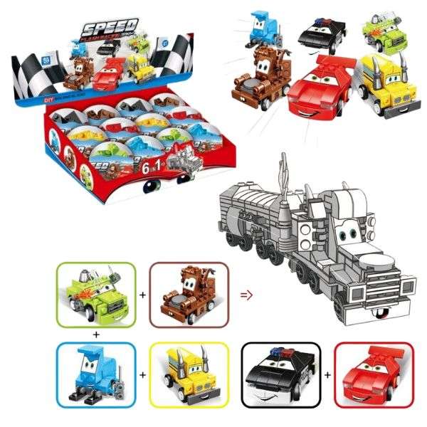 Mini Building Blocks Vehicles Display 12/pc