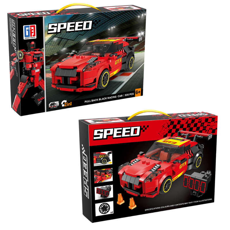 Speed Racing Car Building Blocks Red 335 Pcs 2-in-1