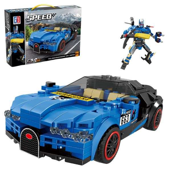 Speed Racing Car Building Blocks Blue 341 Pcs 2-in-1